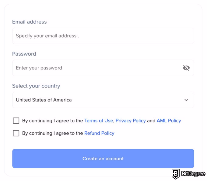 Binaryx review: registration.